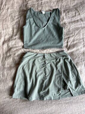 Yogalicious sage matching tank and skort